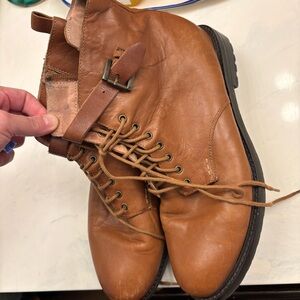 Seychelles Tan Leather Lace-Up Boots size 11